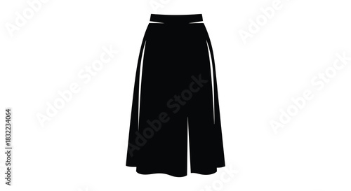 A striking black skirt design isolated on a white background minimalist fashion silhouette