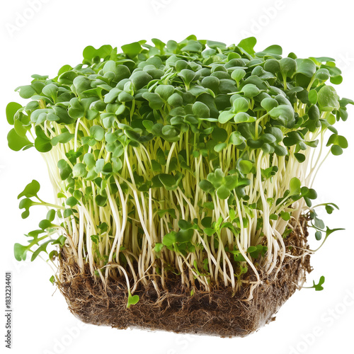 Fresh Microgreens Growing in a Small Bunch in a Bright Setting