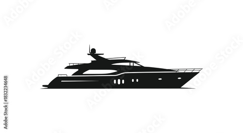 a sleek black and white yacht design illustration with bold lines a striking silhouette