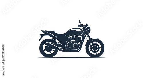 A sleek dark motorcycle design stands prominently displayed capturing a powerful aesthetic silhouette