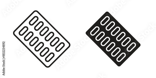 Blister drugs collection Silhouette flat icon design element.icon symbol. Classic flat and linr style