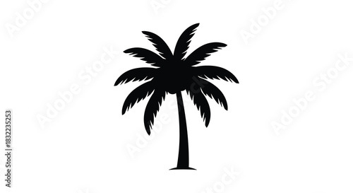A striking tropical palm tree illustration presents a bold and minimalist nature image silhouette