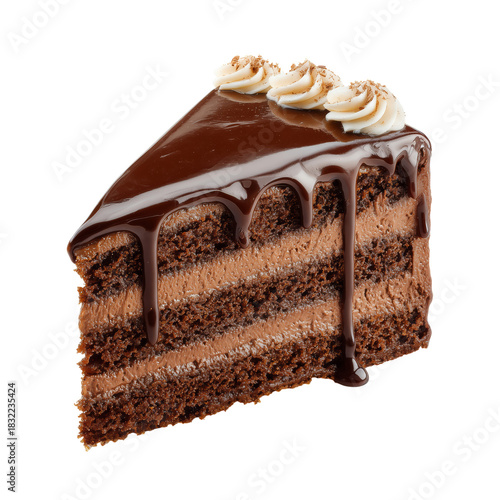 Delicious Chocolate Cake Slice With Cherries on Top, Perfect for Dessert Love...