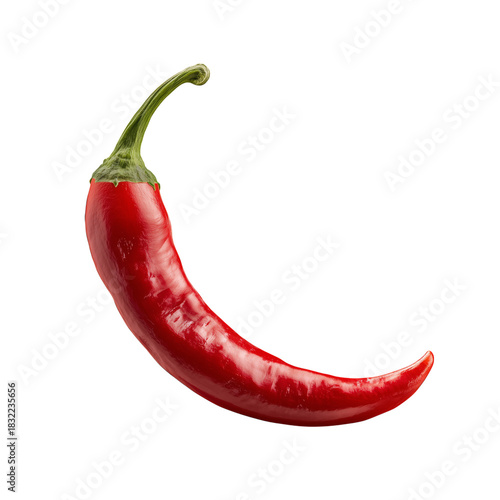Bright Red Chili Pepper on a Plain Background Showcasing Its Glossy Surface a...