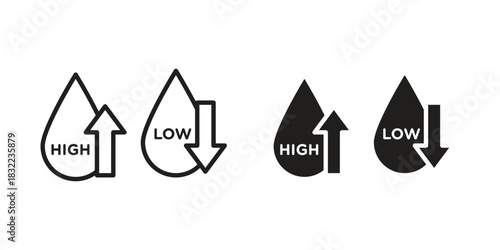 Low and high cholesterol icon symbol. Classic flat and linr style