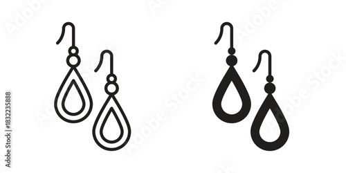 Earrings icon symbol. Classic flat and linr style
