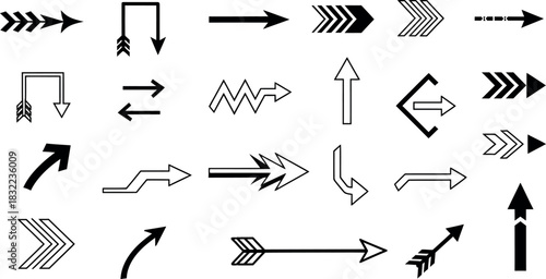 Collection of hand drawn arrows for design and directional purposes
