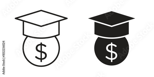 Education cost icon symbol. Classic flat and linr style