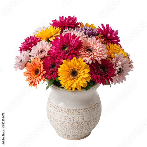 Wallpaper Mural Colorful Gerbera Daisies in a White Decorative Vase for Cheerful Home Decoration Torontodigital.ca