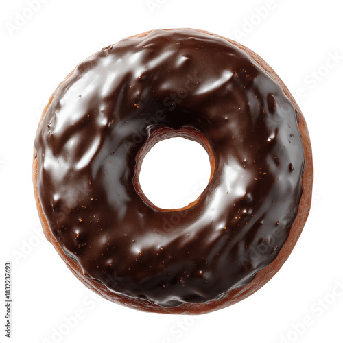 Freshly Baked Chocolate Donut With Smooth Glaze on a White Background