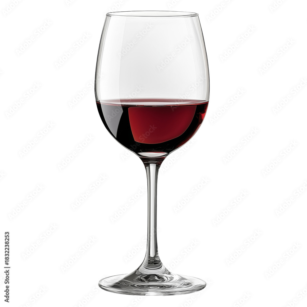 Naklejka premium Elegant Red Wine Glass Filled With Rich Wine on a Simple Background