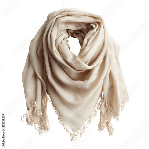 Soft Beige Scarf With Fringes Perfect for Cool Weather Wear or Fashion Access...