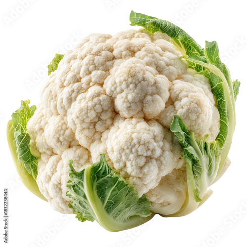 Fresh Cauliflower With Green Leaves Ready for Cooking or Salad Preparation in...