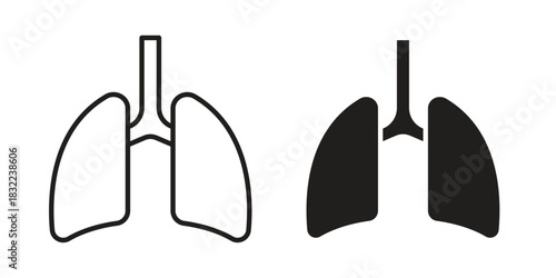 Lung icon symbol. Classic flat and linr style