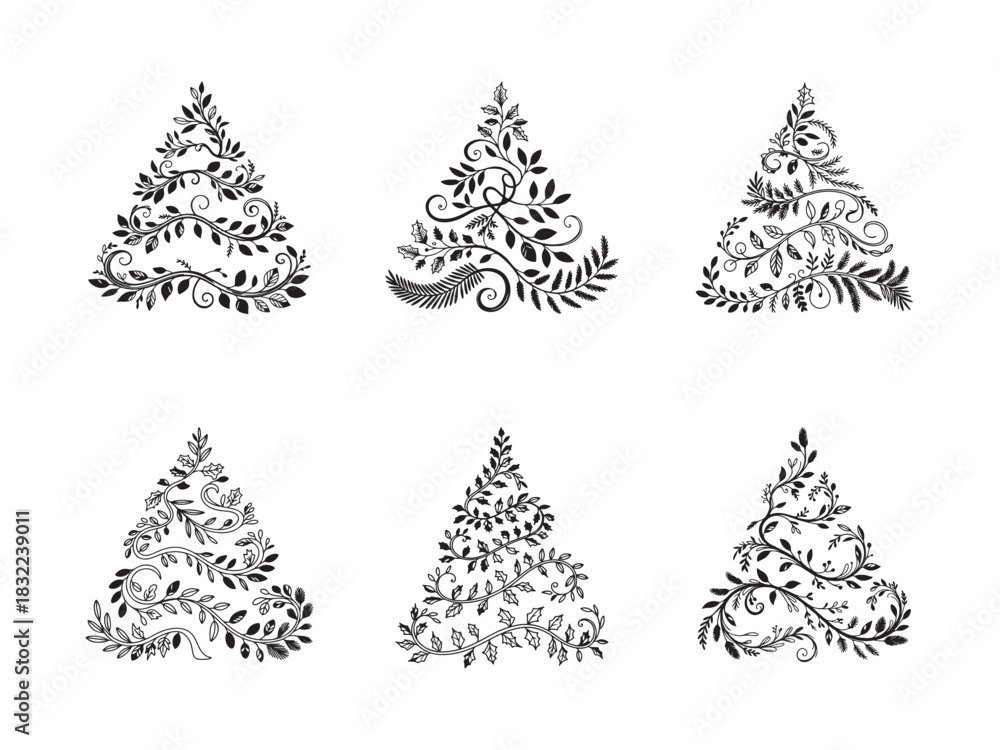 Obraz premium Hand-Drawn Christmas Tree Sketch – Simple Winter Holiday Illustration