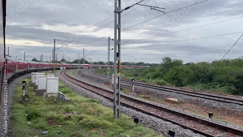indian railways train on railway track moving largest curve Railway Tracks View from Moving Train