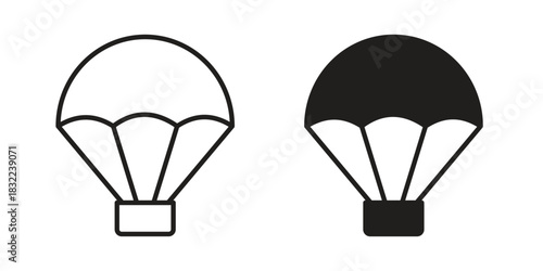 Parachute icon symbol. Classic flat and linr style