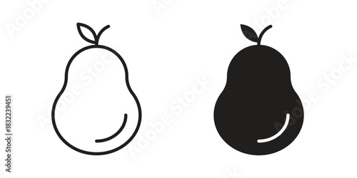 Pear icon symbol. Classic flat and linr style
