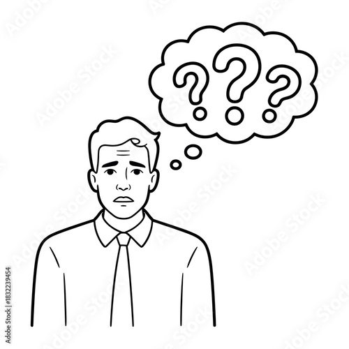 A man has many questions and is thinking deeply about something.