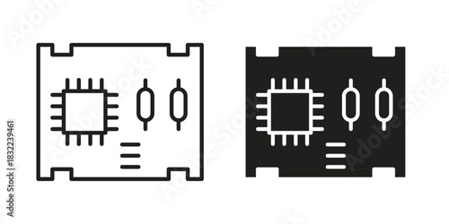 PCB icon symbol. Classic flat and linr style