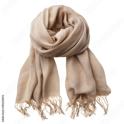 Soft Beige Scarf With Fringes Perfect for Cool Weather Wear or Fashion Access...