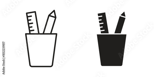 Pencil holder icon symbol. Classic flat and linr style