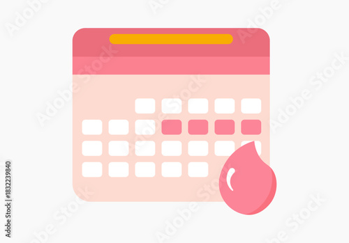 Calendar planner for menstrual critical days. Checklist schedule for intensity menstruation cycle. Woman period mark blood.  vector illustration flat style.
