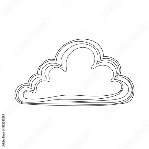 Minimalist doodle cloud with soft smooth lines representing a friendly and airy universal symbol
