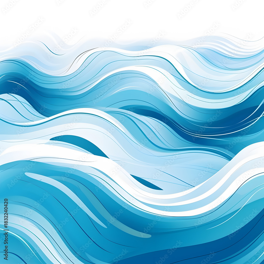 Fototapeta premium Abstract flowing blue and white watercolor waves creating a sense of motion