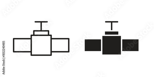 Pipe valve icon symbol. Classic flat and linr style