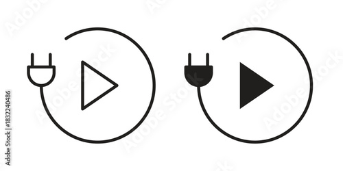 Plug and play icon symbol. Classic flat and linr style