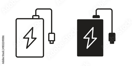 Power bank icon symbol. Classic flat and linr style