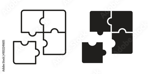 Puzzle icon symbol. Classic flat and linr style