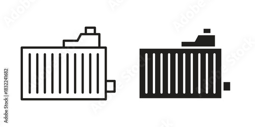 Radiator icon symbol. Classic flat and linr style