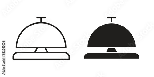 Reception bell icon symbol. Classic flat and linr style