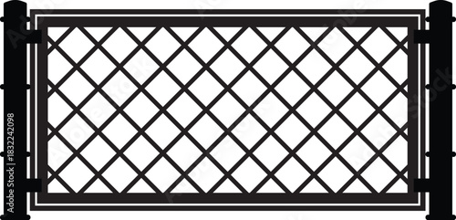 Black Metal Lattice Gate with Posts fence iron