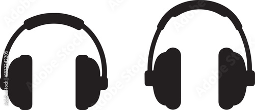 Two Black Headphones on White Background audio sound