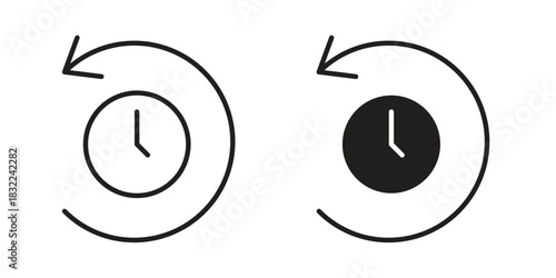 Rewind time icon symbol. Classic flat and linr style