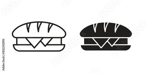 Sandwich icon symbol. Classic flat and linr style