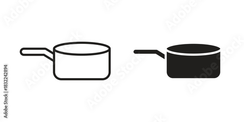 Sauce pan icon symbol. Classic flat and linr style