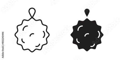 Shower sponge ball icon symbol. Classic flat and linr style