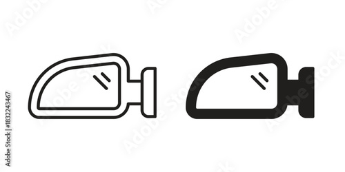 Side mirror icon symbol. Classic flat and linr style