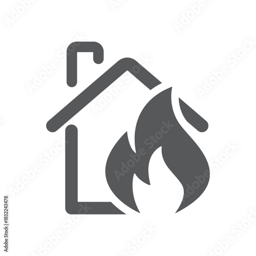 House on Fire , Insurance property icon.