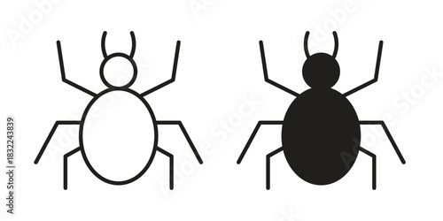 Spider icon symbol. Classic flat and linr style