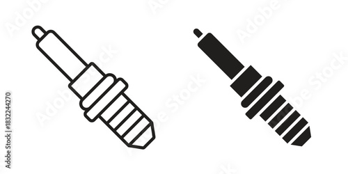 Spark plug icon symbol. Classic flat and linr style