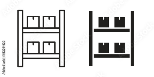 Storage rack icon symbol. Classic flat and linr style