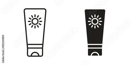 Sun cream icon symbol. Classic flat and linr style