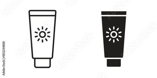 Sunscreen icon symbol. Classic flat and linr style