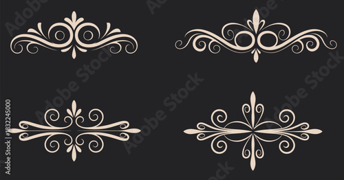 A collection of elegant vintage swirls and calligraphic filigree ornaments