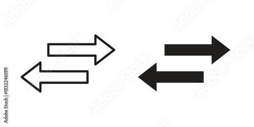 Transfer arrows icon symbol. Classic flat and linr style